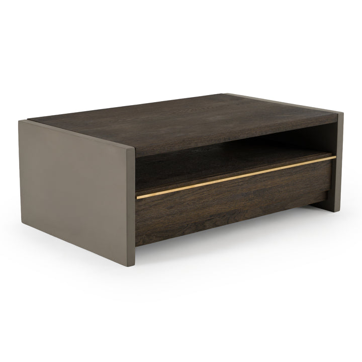 June - Modern Dark Grey Concrete &amp; Walnut Coffee Table