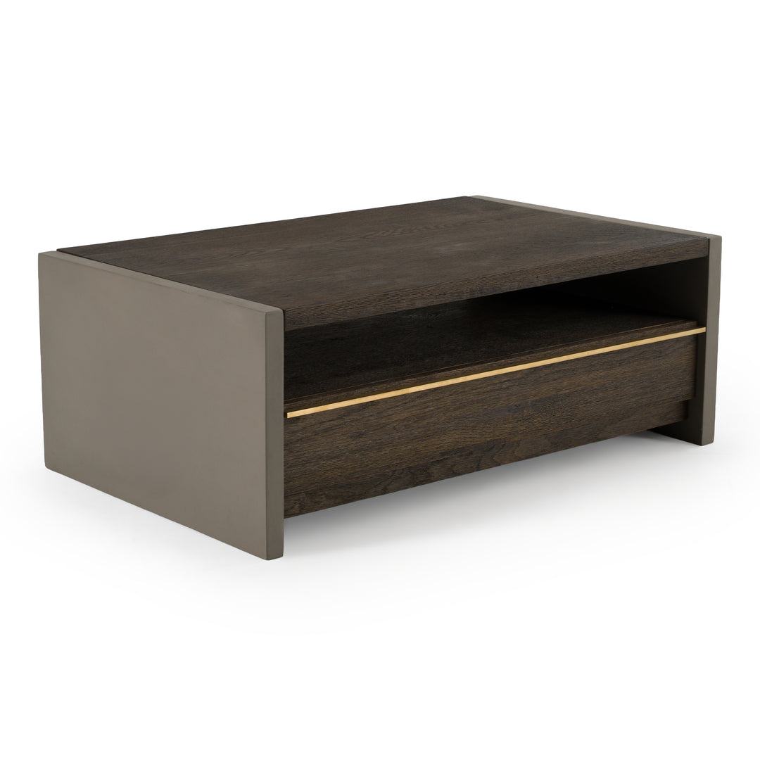 June - Modern Dark Grey Concrete & Walnut Coffee Table