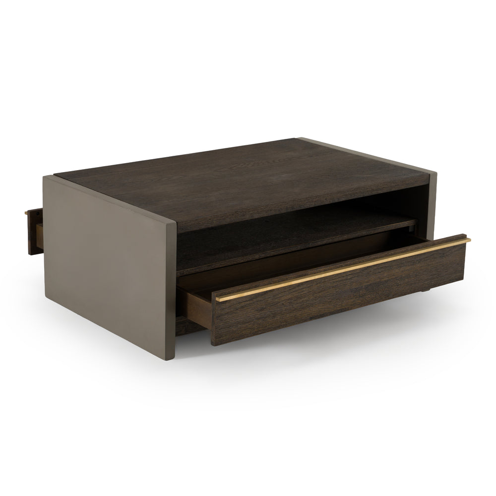 June - Modern Dark Grey Concrete & Walnut Coffee Table - View 3