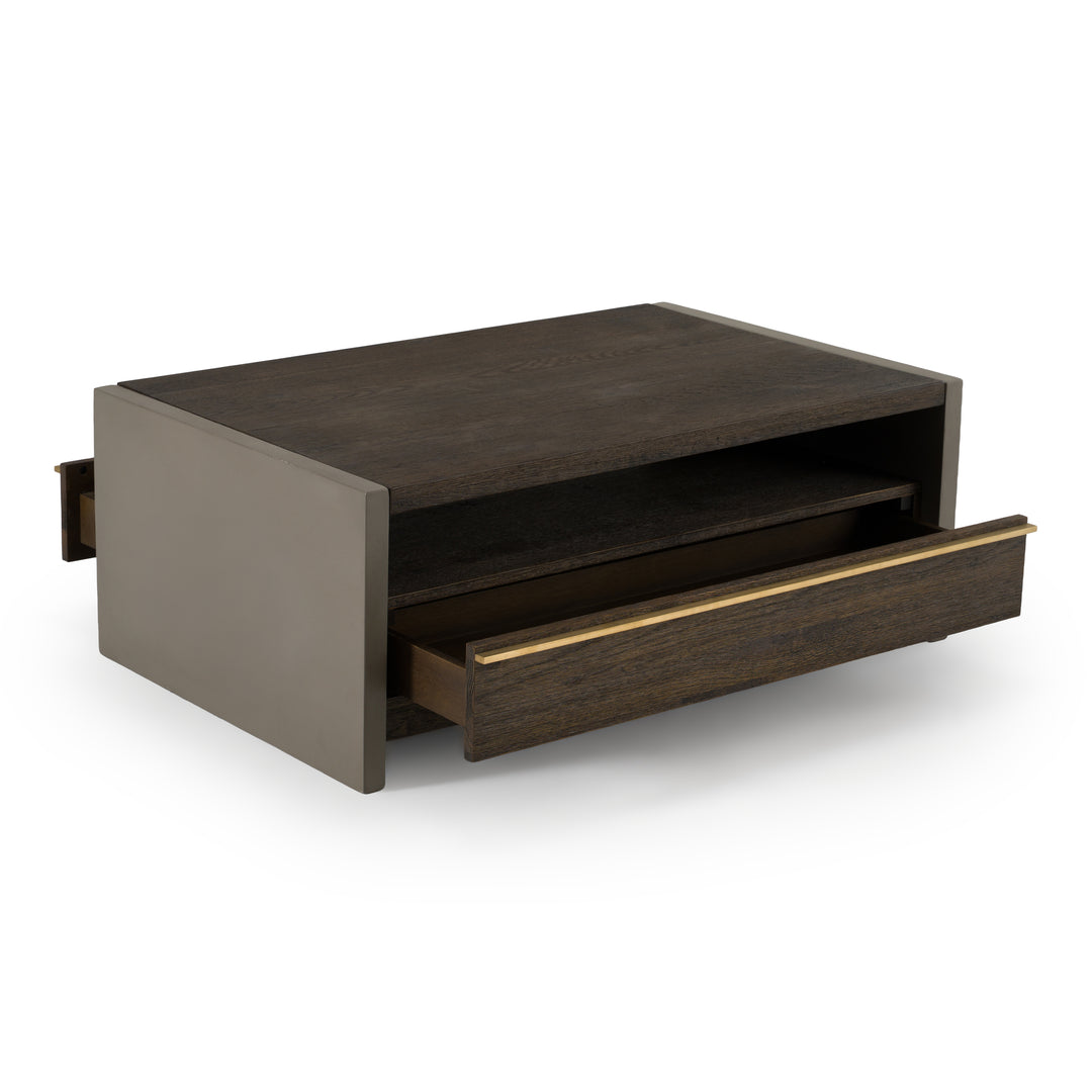 June - Modern Dark Grey Concrete & Walnut Coffee Table