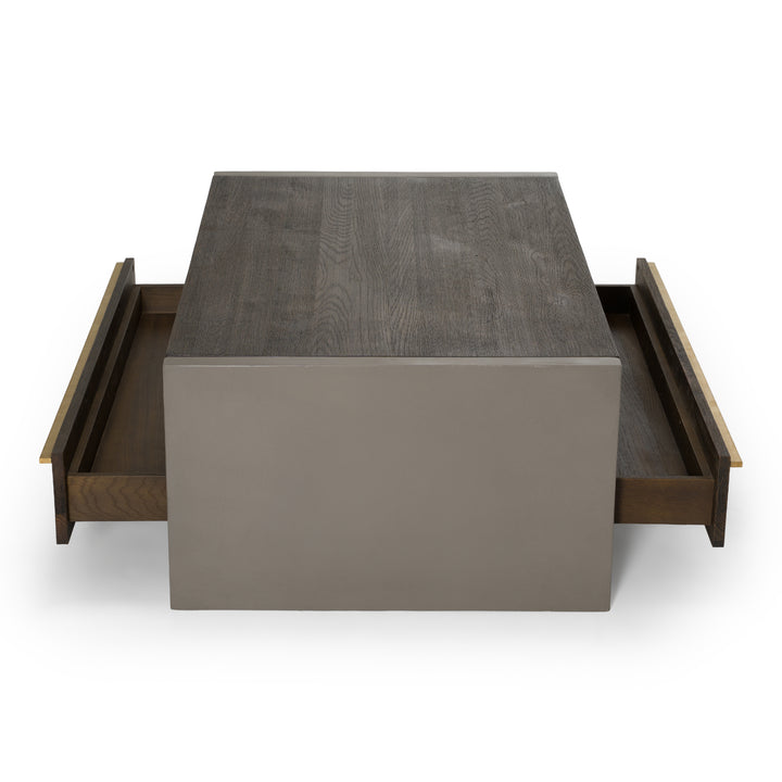 June - Modern Dark Grey Concrete &amp; Walnut Coffee Table