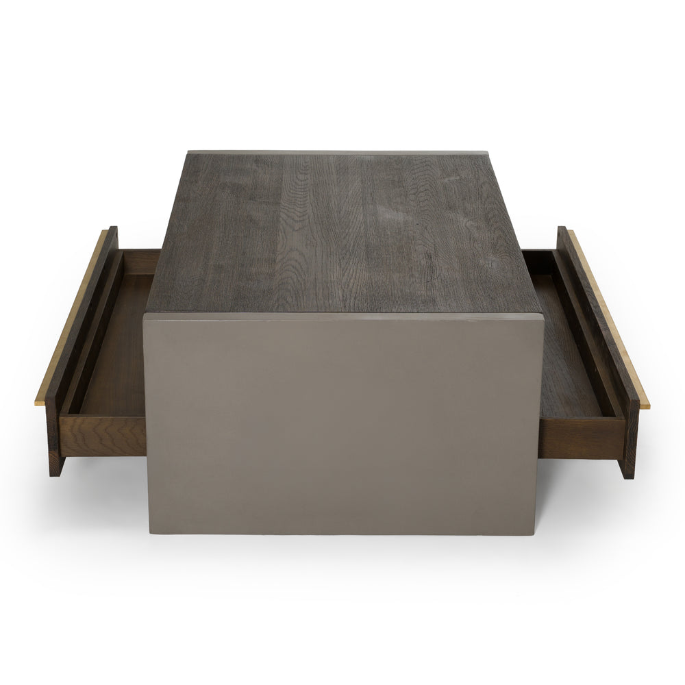 June - Modern Dark Grey Concrete & Walnut Coffee Table - View 4