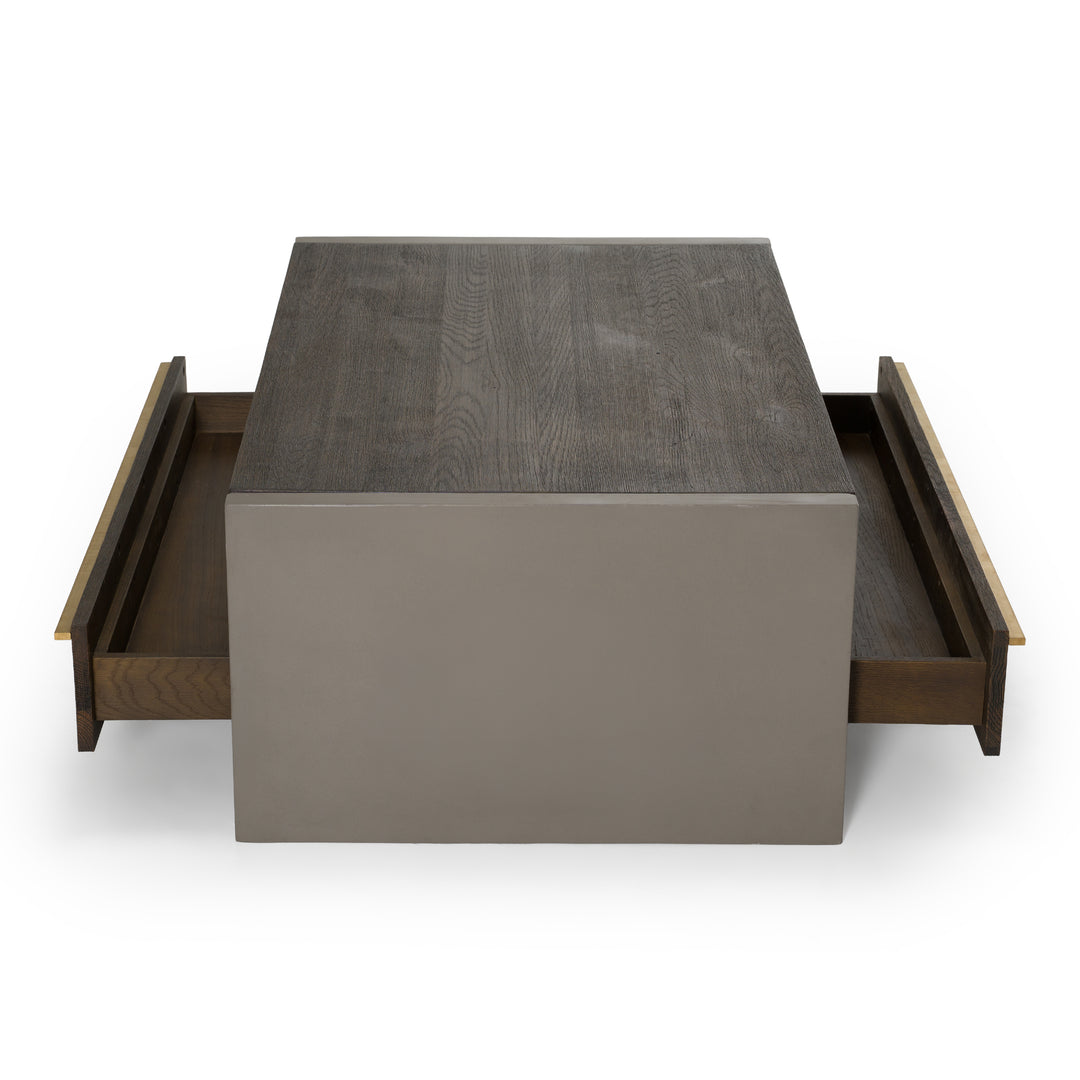 June - Modern Dark Grey Concrete & Walnut Coffee Table