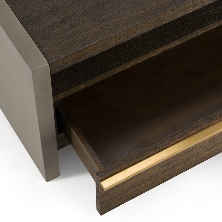 June - Modern Dark Grey Concrete &amp; Walnut Coffee Table