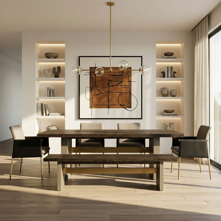 June - Modern Dark Grey &amp; Walnut Dining Table