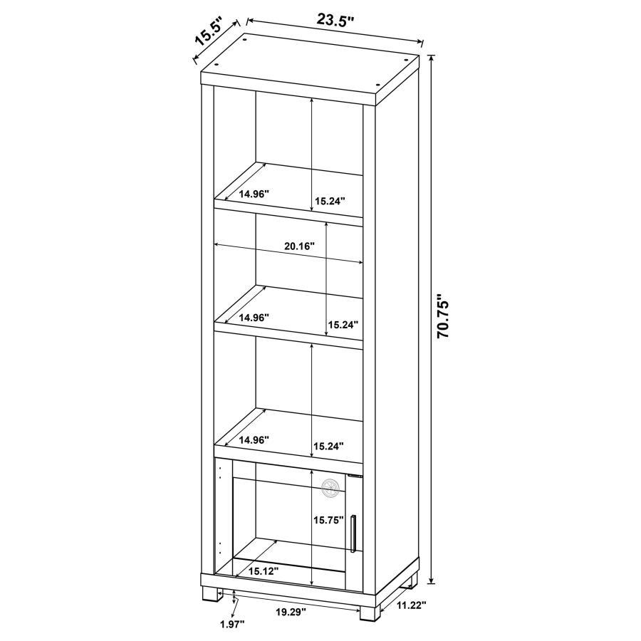 Jupiter - 3 - Shelf Engineered Wood Media Tower - Black Standard Bookcase modern furniture Contempo Furniture