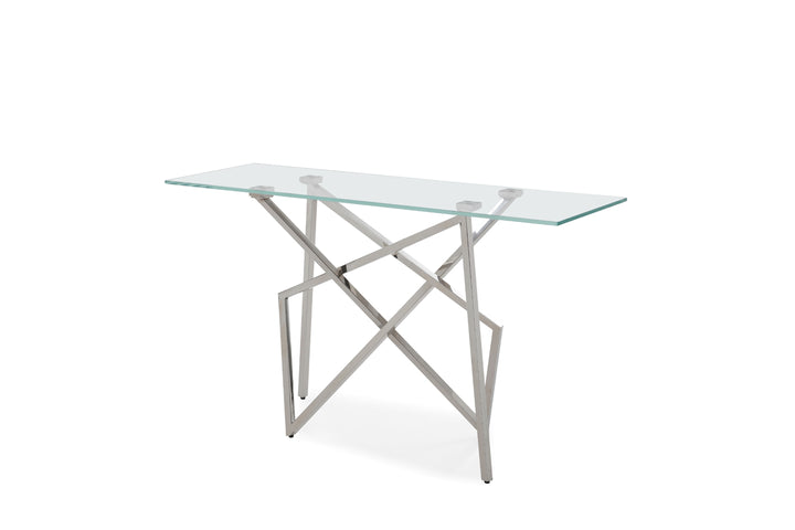 Hawkins Modern Glass &amp; Stainless Steel Console Table