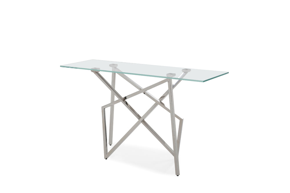 Hawkins Modern Glass & Stainless Steel Console Table - View 2