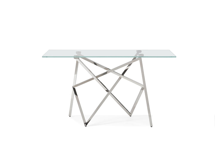 Hawkins Modern Glass &amp; Stainless Steel Console Table