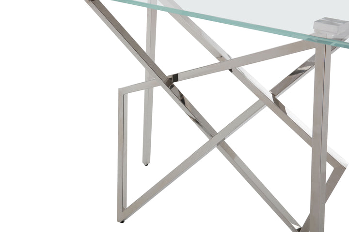 Hawkins Modern Glass &amp; Stainless Steel Console Table