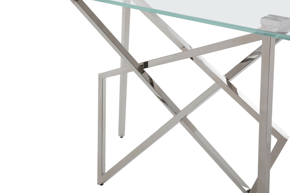 Hawkins Modern Glass & Stainless Steel Console Table - View 3