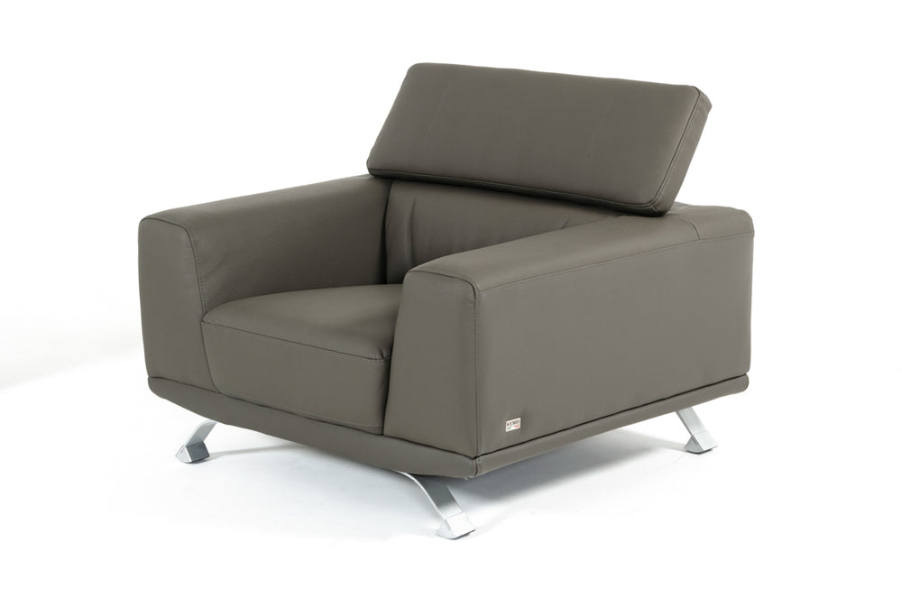 Brustle - Modern Dark Grey Eco-Leather Chair - View 2