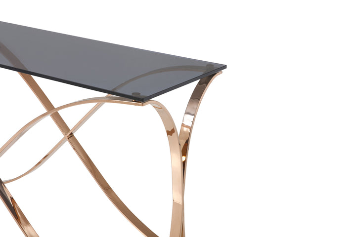 Modrest Reklaw Modern Smoked Glass  and  Rosegold Console Table