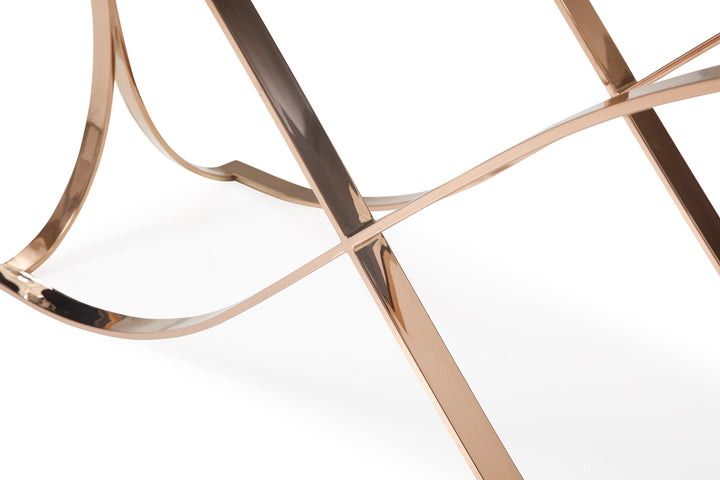 Modrest Reklaw Modern Smoked Glass &amp; Rosegold Console Table