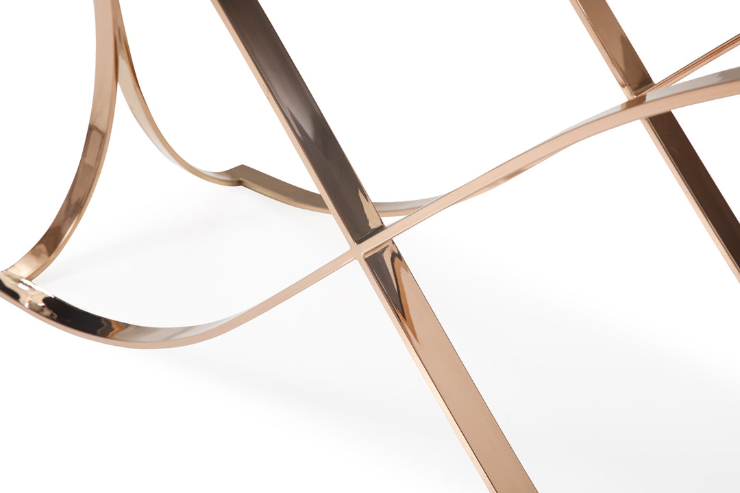 Modrest Reklaw Modern Smoked Glass & Rosegold Console Table