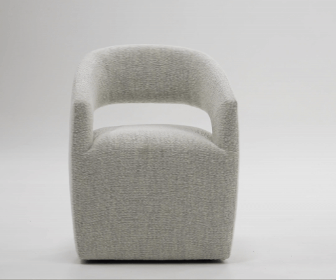 Kadoka - Modern Light Grey Fabric Dining Chair with Castor Wheels