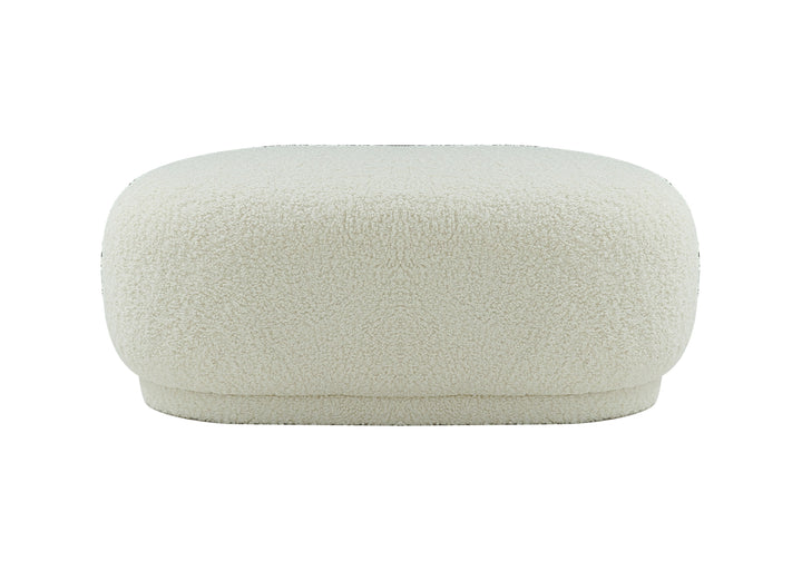 Kael  Contemporary White Sherpa Ottoman