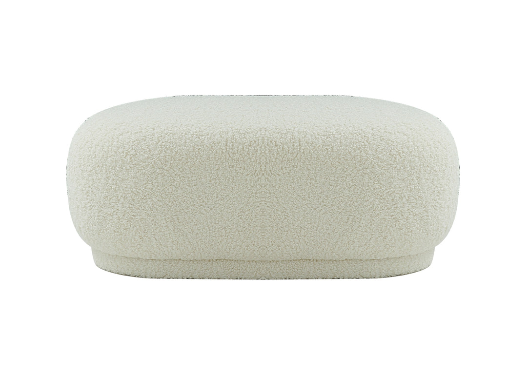 Kael - Contemporary White Sherpa Ottoman