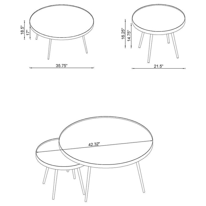 Kaelyn - 3 Piece Round Coffee And End Table Set - Gold Table Set modern furniture Contempo Furniture