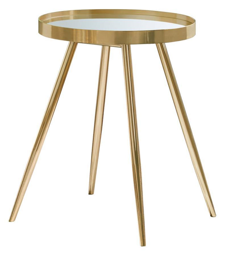 Kaelyn - Round Mirror Top End Table - Gold End Table modern furniture Contempo Furniture