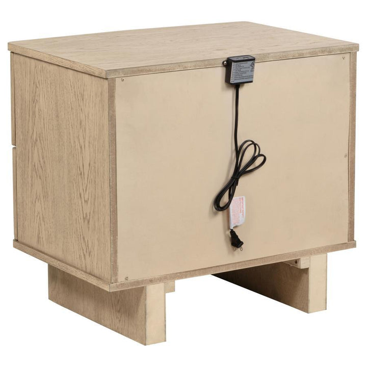 Kailani - 2 - Drawer Nightstand Bedside Table - Beige Oak Nightstand w/ Charging Station modern furniture Contempo Furniture