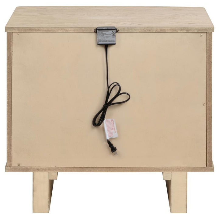 Kailani - 2 - Drawer Nightstand Bedside Table - Beige Oak Nightstand w/ Charging Station modern furniture Contempo Furniture