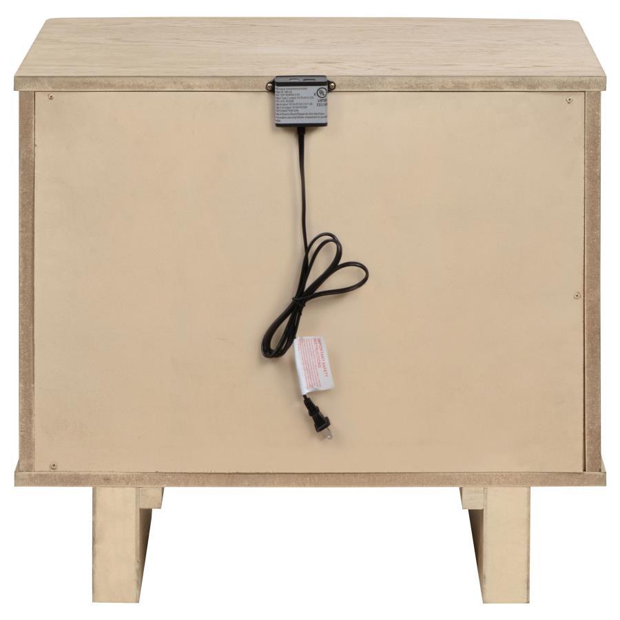 Kailani - 2 - Drawer Nightstand Bedside Table - Beige Oak Nightstand w/ Charging Station modern furniture Contempo Furniture