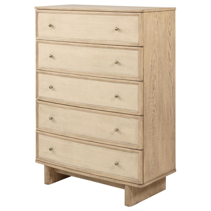 Kailani - 5 - Drawer Bedroom Chest Of Drawers - Beige Oak Accent Chest modern furniture Contempo Furniture
