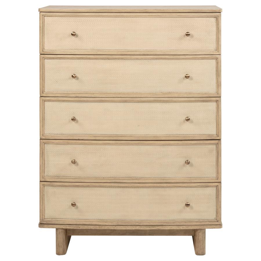 Kailani - 5 - Drawer Bedroom Chest Of Drawers - Beige Oak Accent Chest modern furniture Contempo Furniture