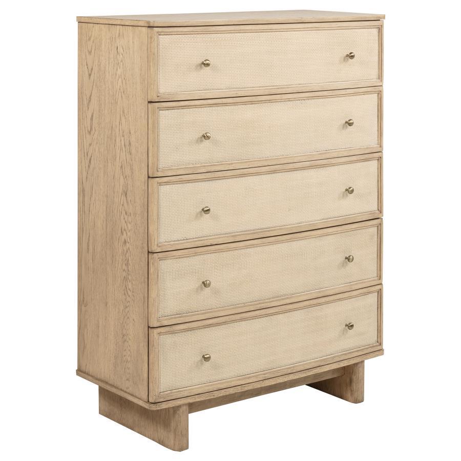Kailani - 5 - Drawer Bedroom Chest Of Drawers - Beige Oak Accent Chest modern furniture Contempo Furniture