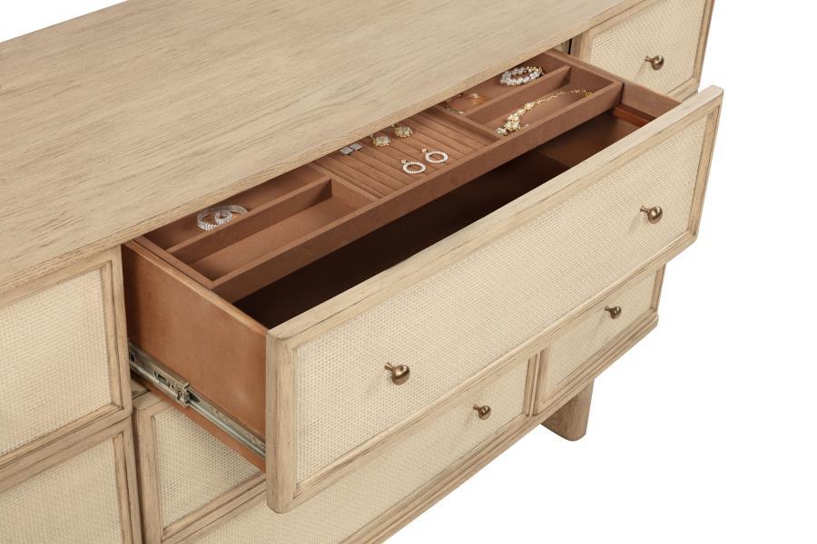 Kailani - 9 - Drawer Dresser And Mirror - Beige Oak Dresser & Mirror modern furniture Contempo Furniture