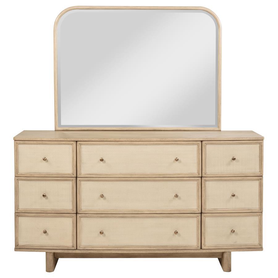 Kailani - 9 - Drawer Dresser And Mirror - Beige Oak Dresser & Mirror modern furniture Contempo Furniture