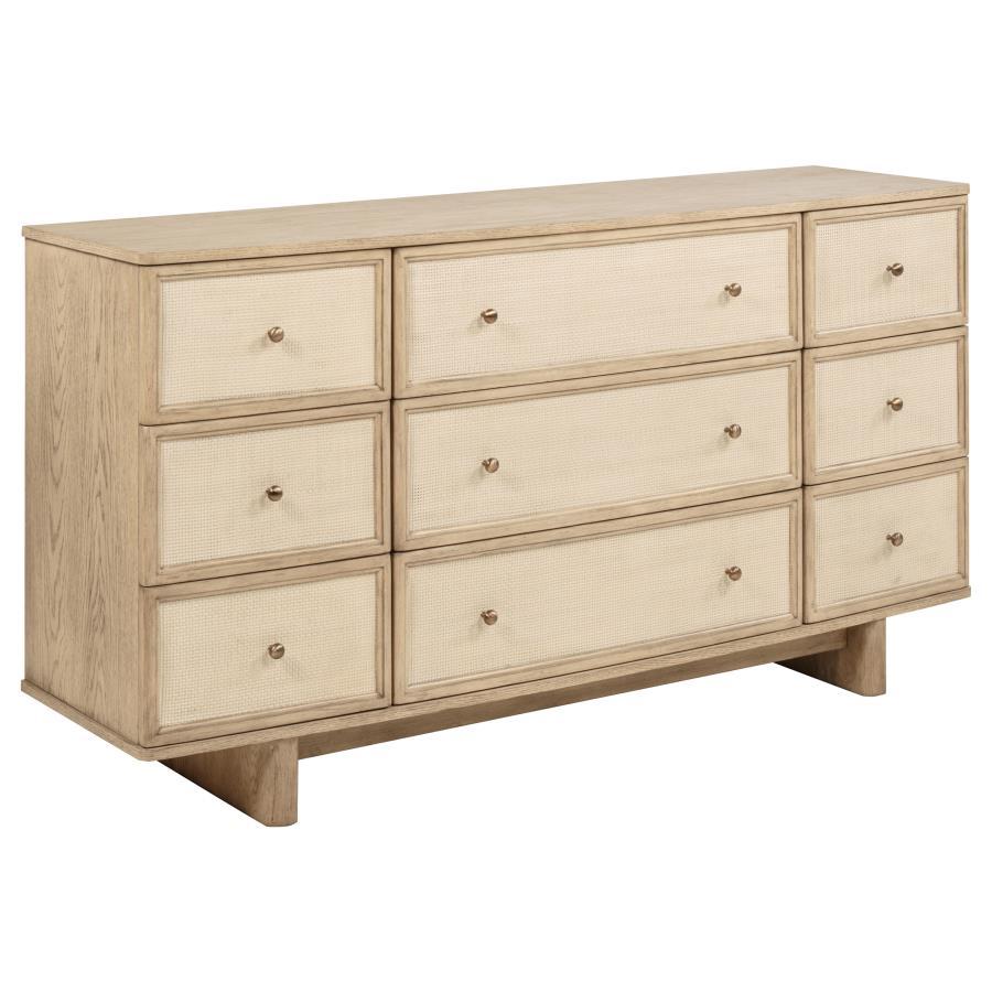 Kailani - 9 - Drawer Dresser Cabinet - Beige Oak Dressers modern furniture Contempo Furniture