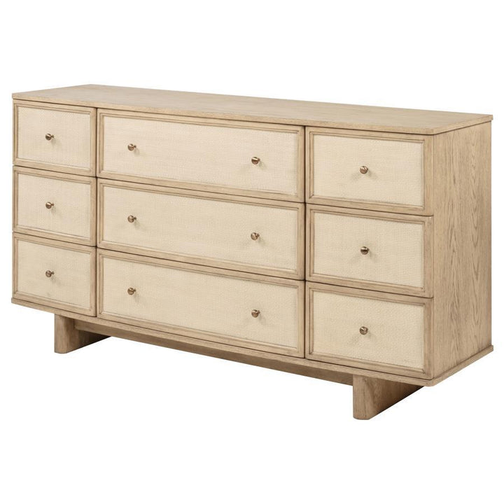 Kailani - 9 - Drawer Dresser Cabinet - Beige Oak Dressers modern furniture Contempo Furniture