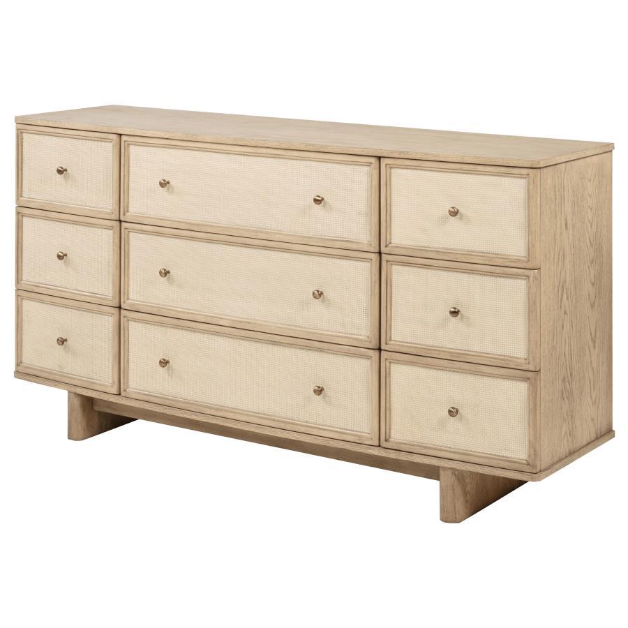 Kailani - 9 - Drawer Dresser Cabinet - Beige Oak Dressers modern furniture Contempo Furniture