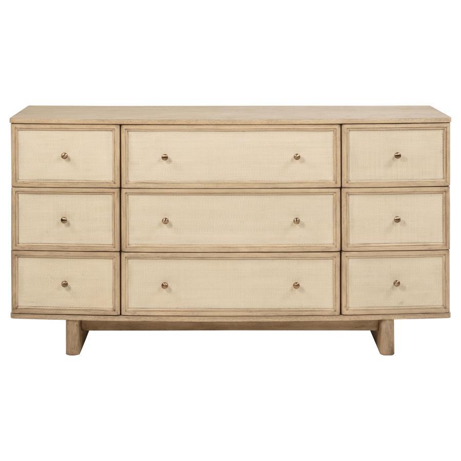 Kailani - 9 - Drawer Dresser Cabinet - Beige Oak Dressers modern furniture Contempo Furniture