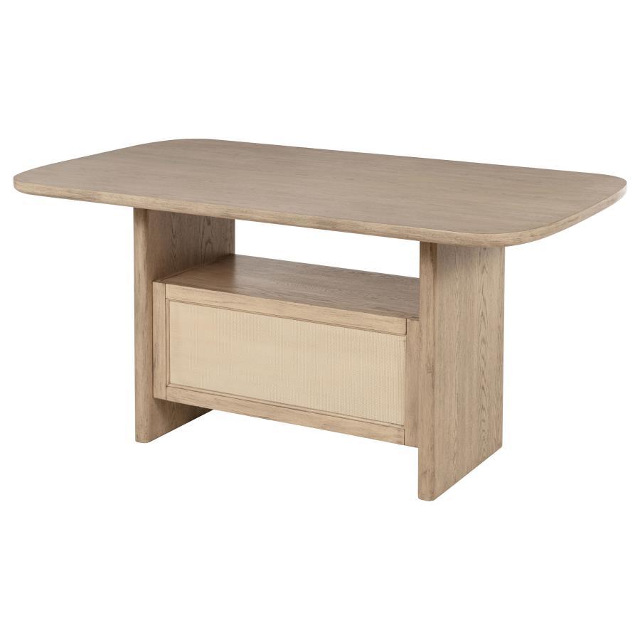 Kailani - Cane Counter Height Storage Dining Table - Beige Oak Counter Table modern furniture Contempo Furniture