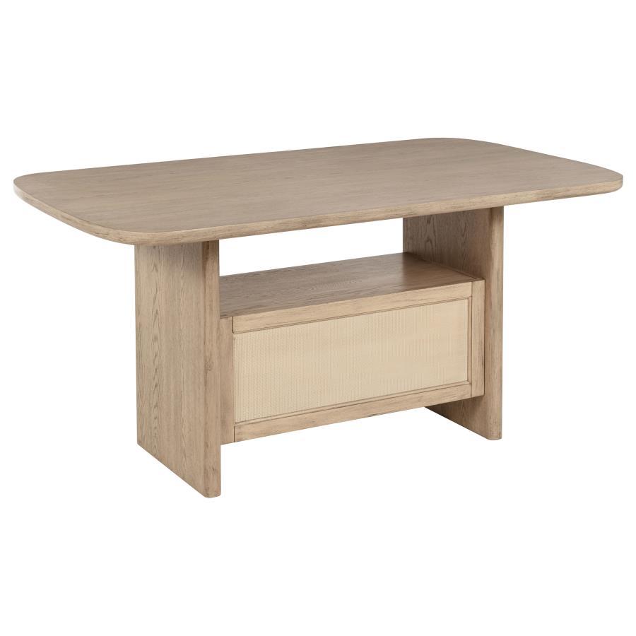 Kailani - Cane Counter Height Storage Dining Table - Beige Oak Counter Table modern furniture Contempo Furniture