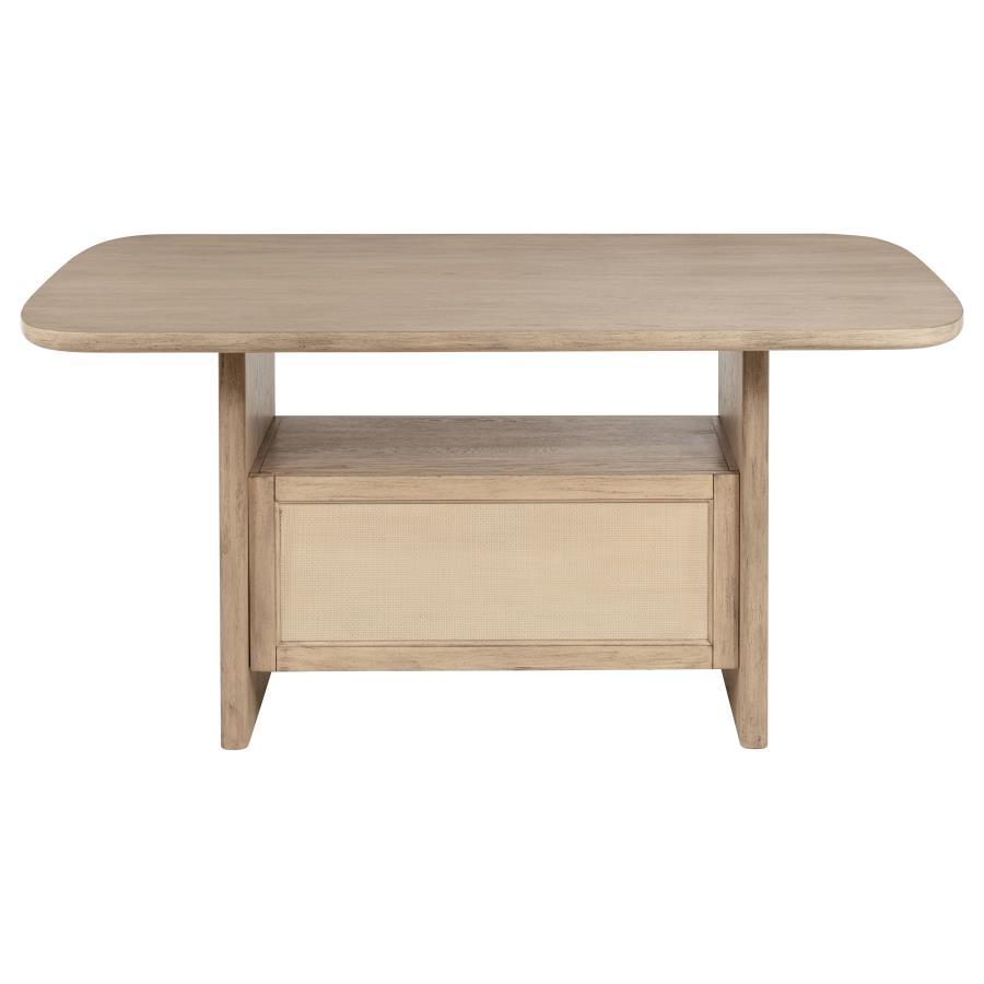 Kailani - Cane Counter Height Storage Dining Table - Beige Oak Counter Table modern furniture Contempo Furniture