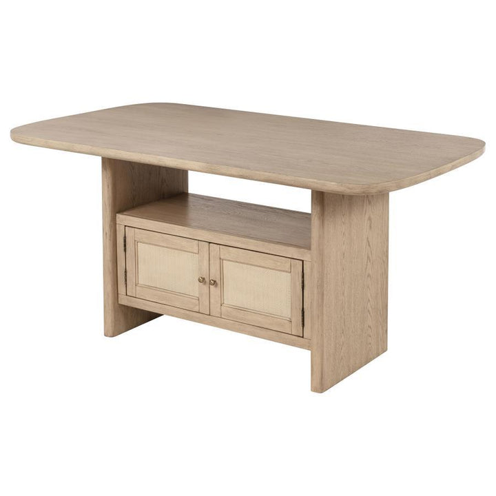 Kailani - Cane Counter Height Storage Dining Table - Beige Oak Counter Table modern furniture Contempo Furniture
