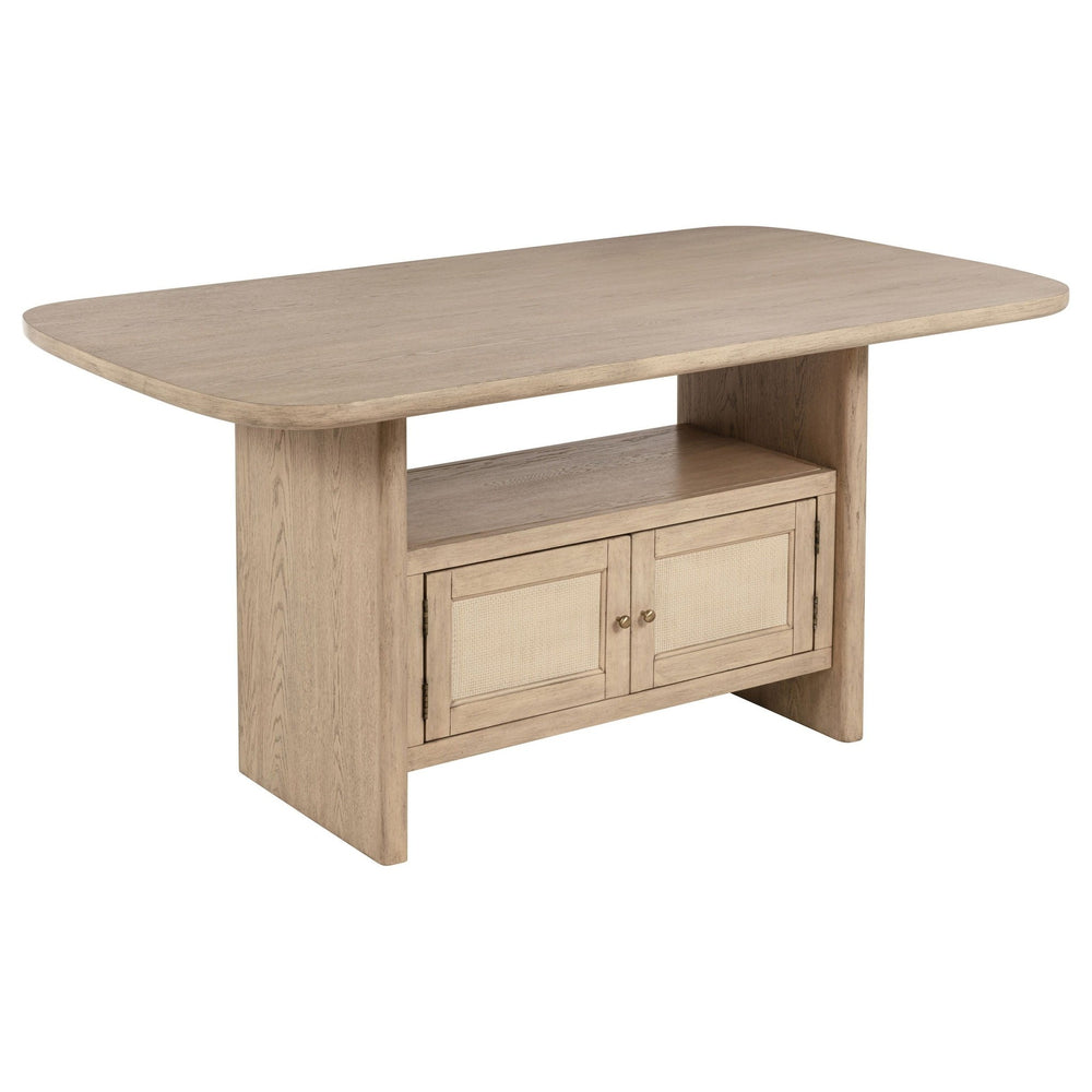 Kailani - Cane Counter Height Storage Dining Table - Beige Oak Counter Table modern furniture Contempo Furniture