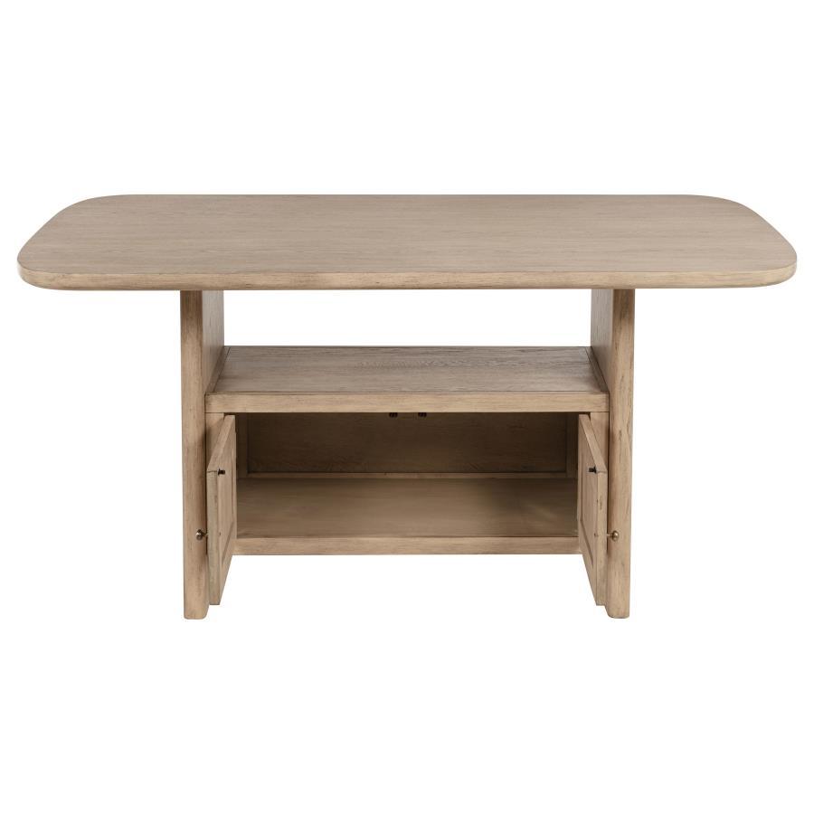 Kailani - Cane Counter Height Storage Dining Table - Beige Oak Counter Table modern furniture Contempo Furniture