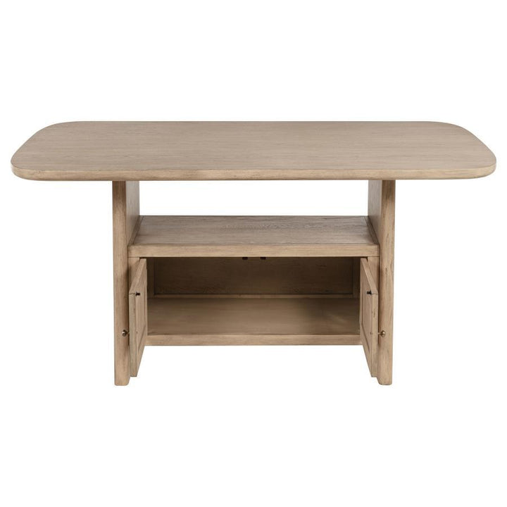 Kailani - Cane Counter Height Storage Dining Table - Beige Oak Counter Table modern furniture Contempo Furniture