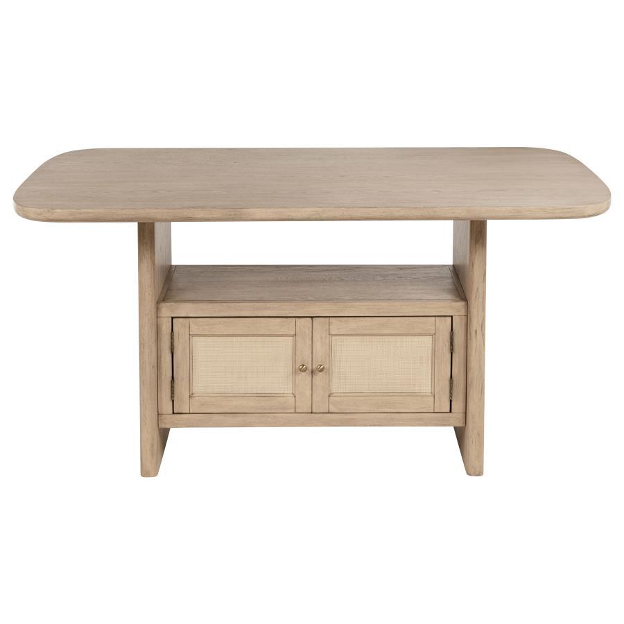 Kailani - Cane Counter Height Storage Dining Table - Beige Oak Counter Table modern furniture Contempo Furniture