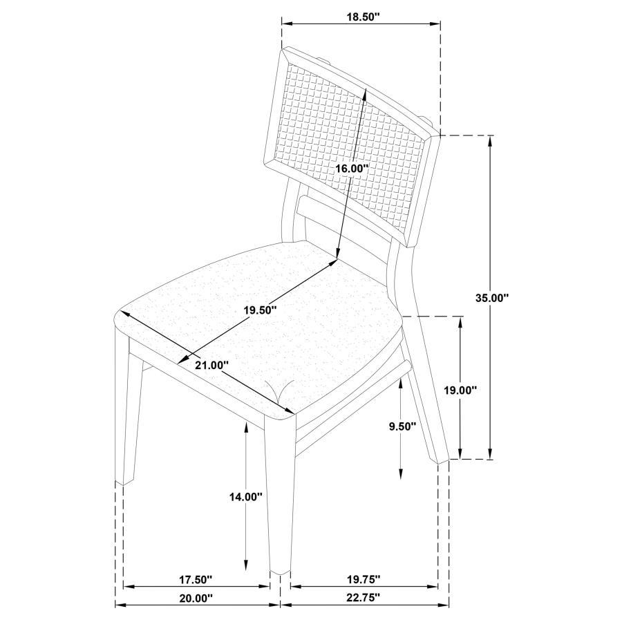 Kailani - Radio Weave Cane Dining Side Chair (Set of 2) - Beige Oak Chair Set modern furniture Contempo Furniture