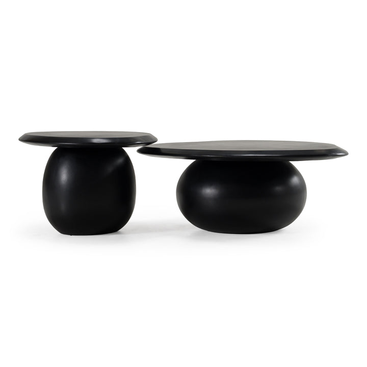 Kalvin - Modern Black Concrete Nesting Coffee Table Set