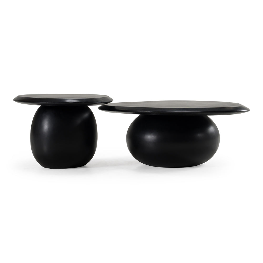 Kalvin - Modern Black Concrete Nesting Coffee Table Set