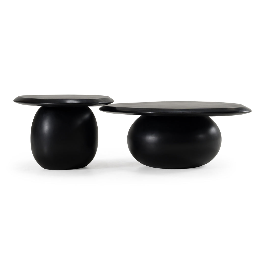 Kalvin - Modern Black Concrete Nesting Coffee Table Set