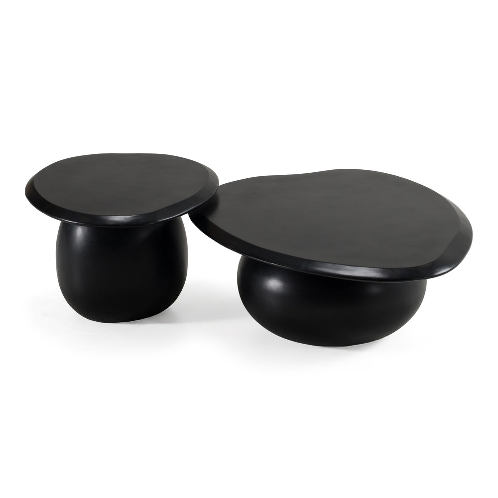 Kalvin - Modern Black Concrete Nesting Coffee Table Set - View 2