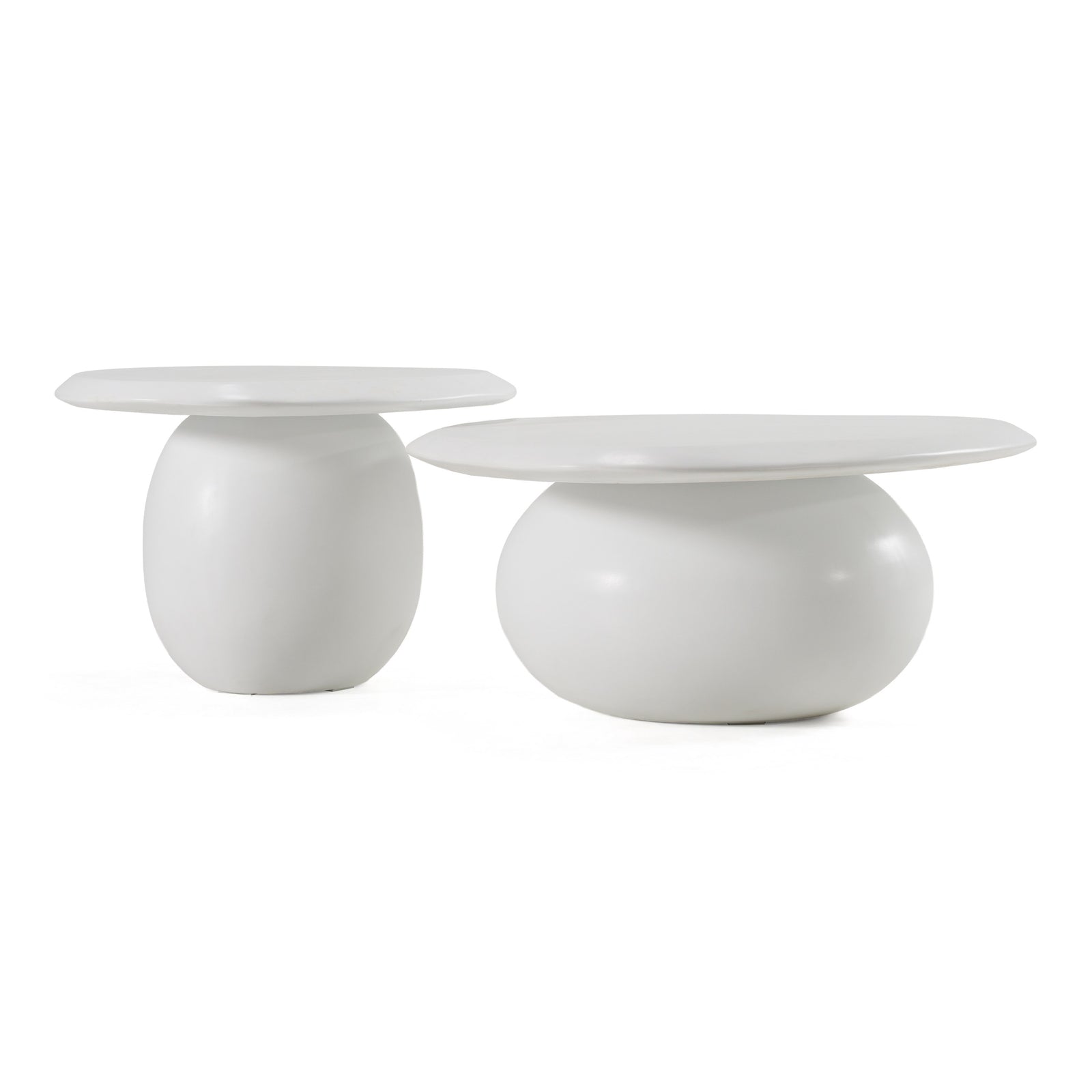 Kalvin - Modern Ivory Concrete Nesting Coffee Table Set